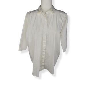 Ann Taylor Square oversize button up  Off White Blouse Small